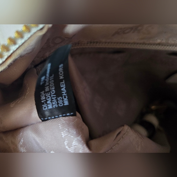 Michael Kors Ellis Small White Leather Satchel/Crossbody with Gold Accents - Picture 13 of 16